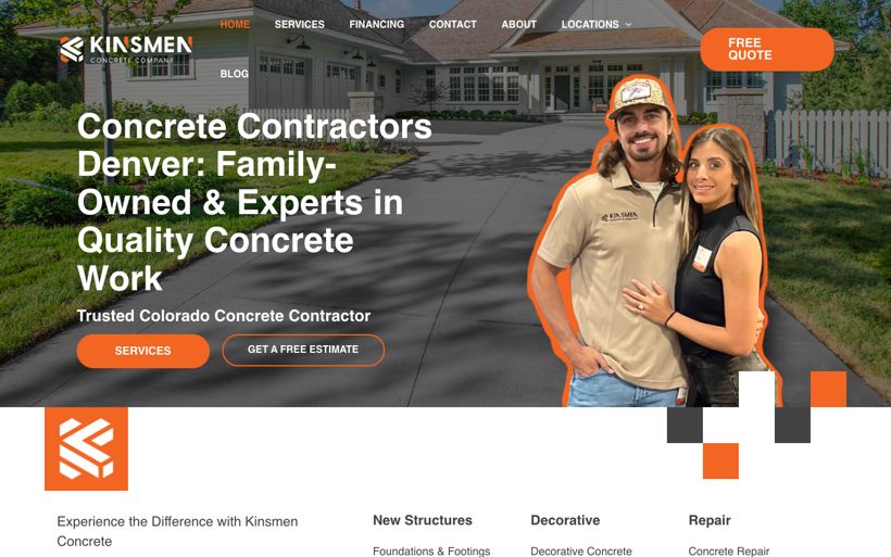 Homepage build for a family-owned concrete contractor