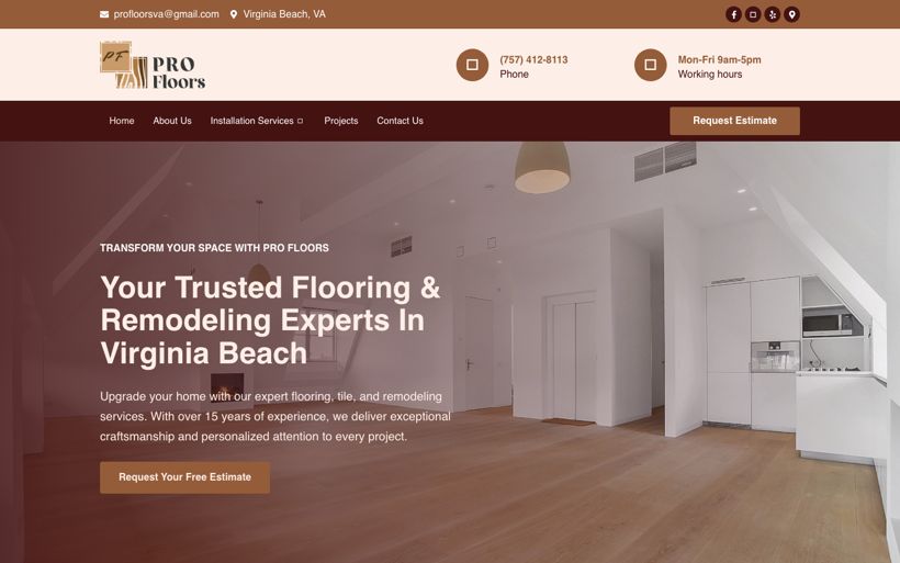 Homepage build for a flooring and remodeling company