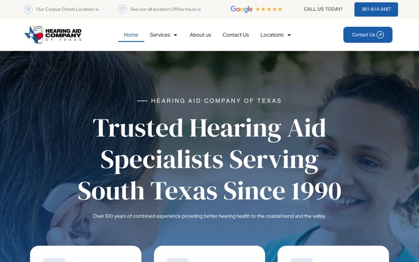 Homepage build for a hearing care clinic