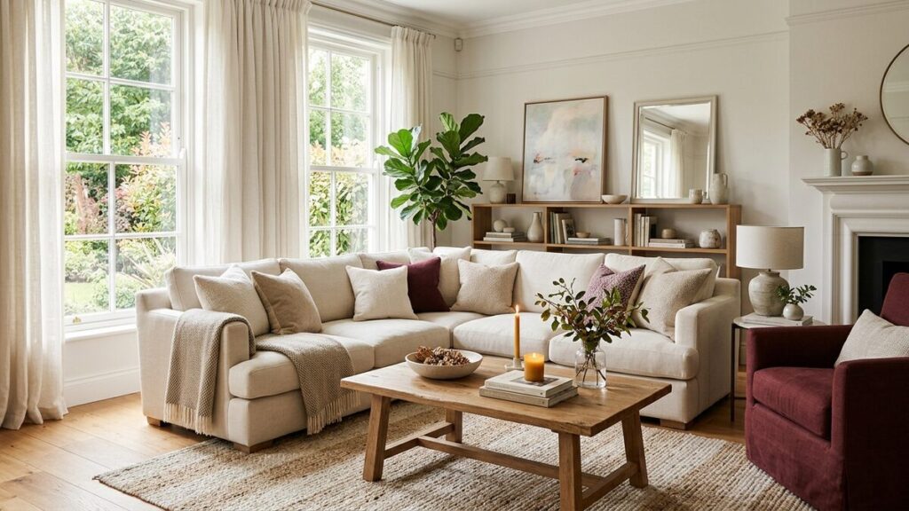 A bright, spotlessly clean and beautifully tidy living room