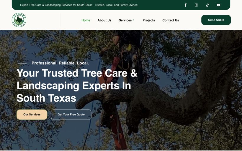 Homepage build for an outdoor services company